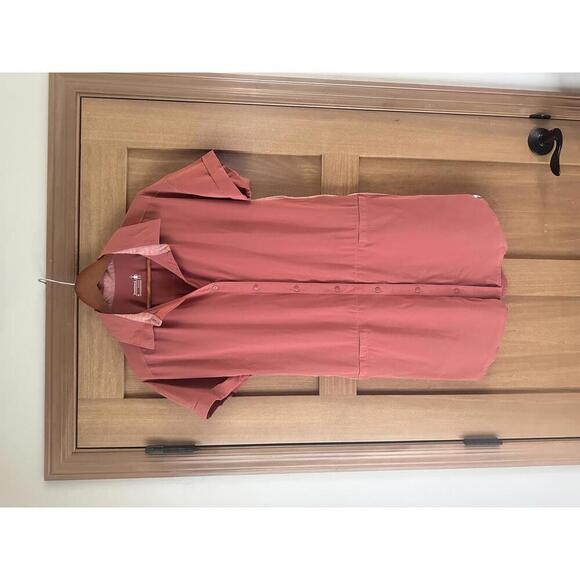 Smartwool Merino Wool Sport Shirt Dress Button Down in Terracotta Pink Medium​ - Picture 2 of 13